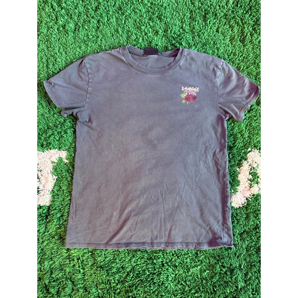 Empyre Mens Damage Done Skull Roses Graphic T-Shirt Gray Medium Streetwear Skate